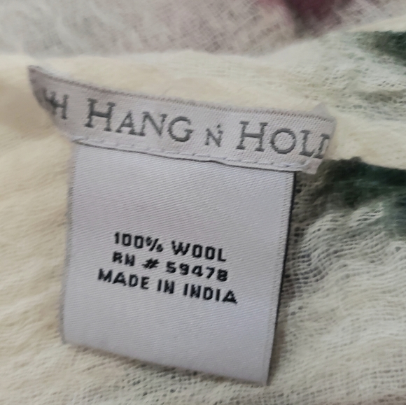 Hang N Hold Wool Crepe Floral Scarf Wrap 2 x68 Inch Raw Hem Colorful Lightweight - Picture 9 of 11